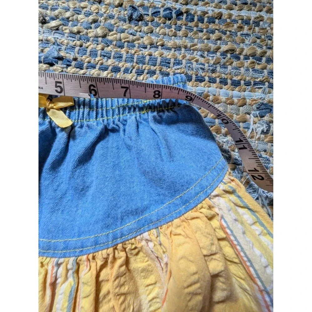 Vtg Buster Brown Blue Yellow Plaid Seersucker Skirt 5 Y2K Cottage Farmhouse Prai